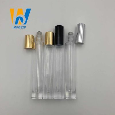 1ml 15ml 10ml Şeffaf Cam Rulo Top Şişe, Altın Kapaklı Mini Doldurulabilir Rollerball Parfüm